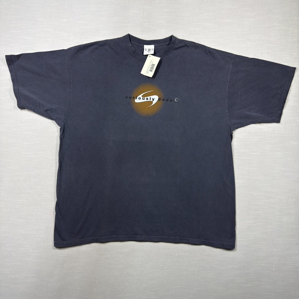 Vintage‎ SDI Shirt Men XL Navy Blue Sun Valley Seriously Deep Ski 90s READ